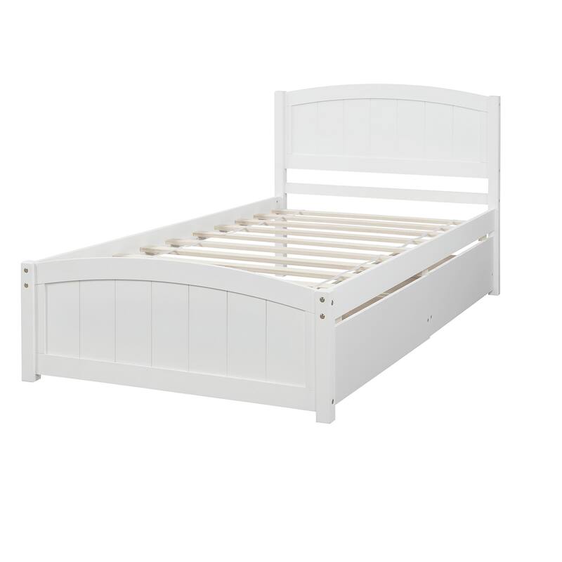 Wood Twin Size Platform Bed Solid Construction Twin Bed Frame