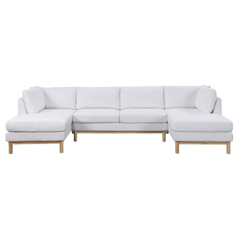 Hallie Sherpa 124" Wide Double Chaise U-Shape Sectional Sofa