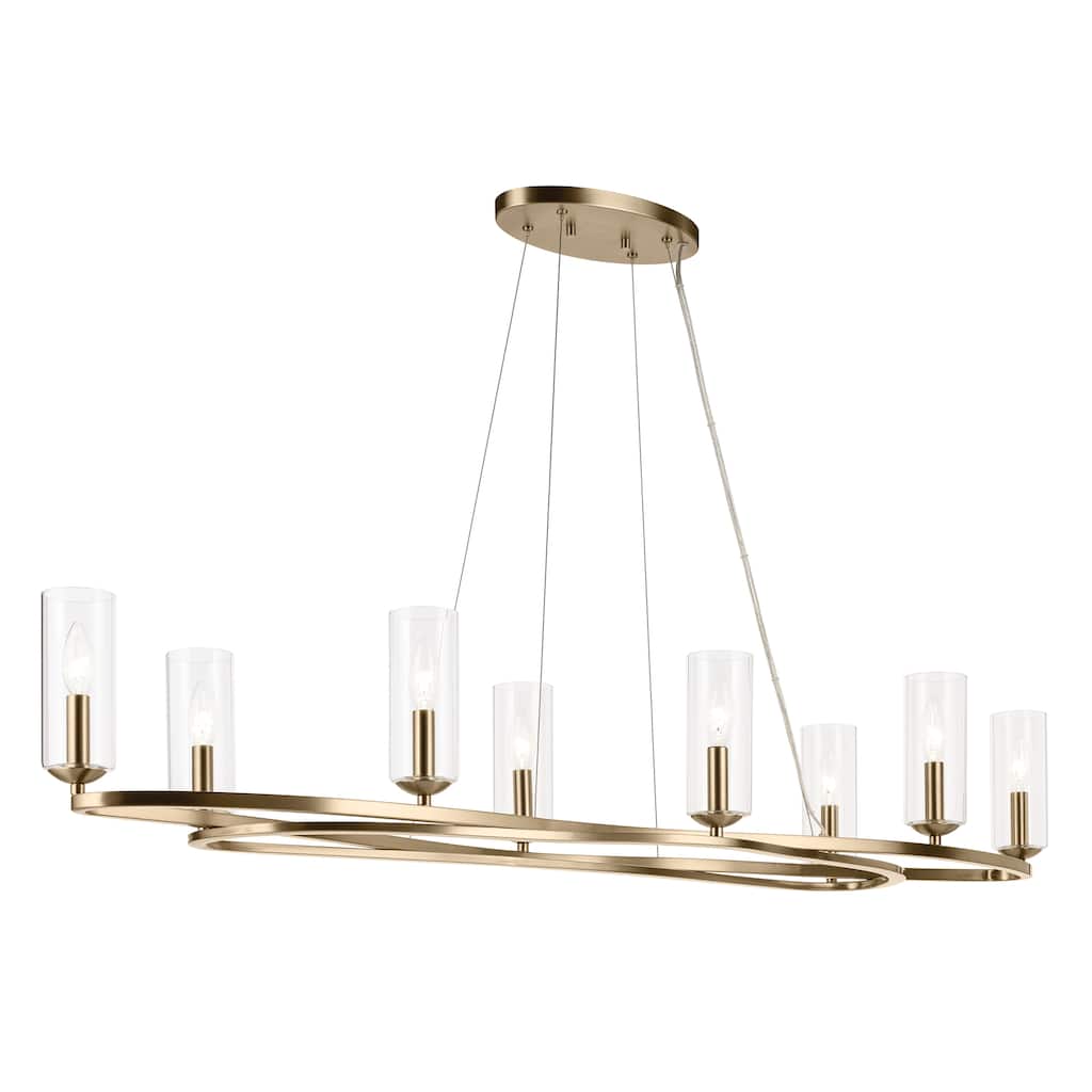 Harpin 52.5 Inch 8 Light Linear Chandelier with Clear Glass in Champagne Bronze