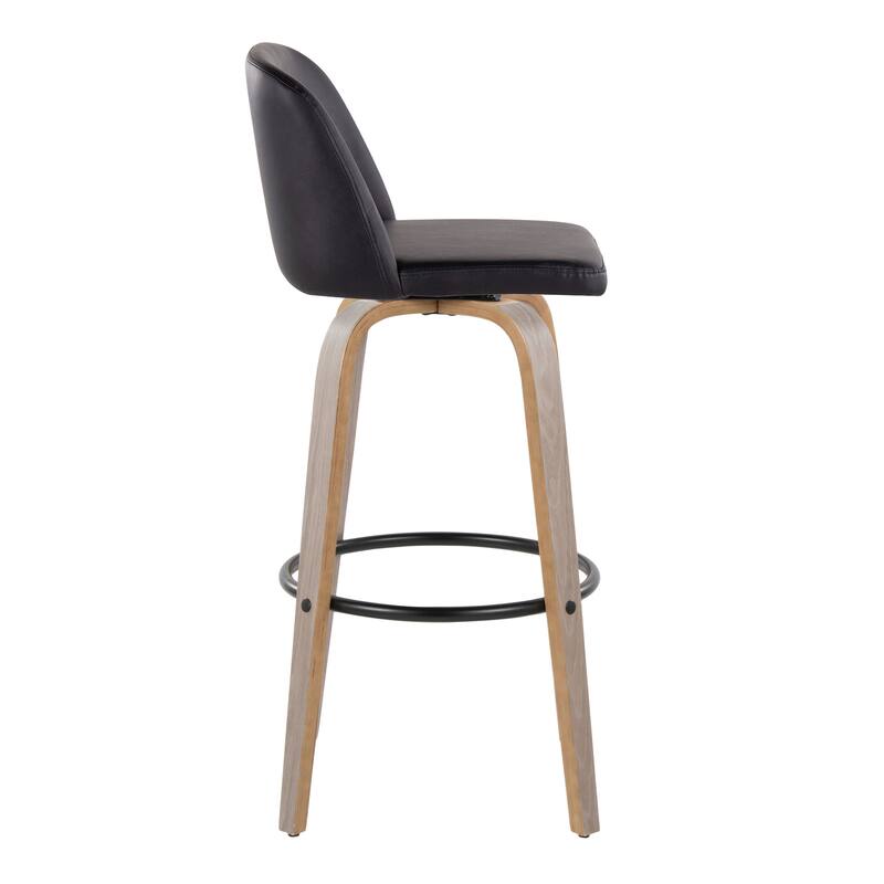 The Gray Barn Vallberga 30" Fixed-Height Bar Stool with Light Grey Wood Base (Set of 2)