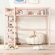preview thumbnail 2 of 9, Loft Bed with Spacious Storage and Study Area, Full Size Metal Frame with 4-Tier Shelves and Guardrail