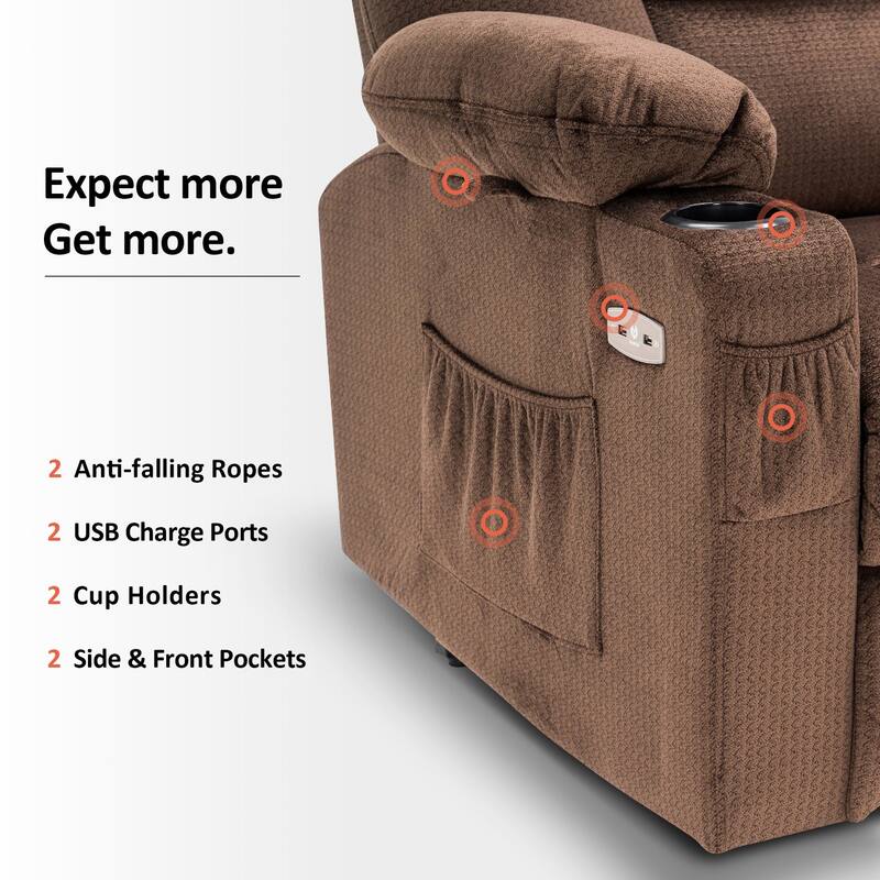 MCombo Small Power Lift Recliner Chair with Massage and Heat for Short Elderly People, Fabric 7569