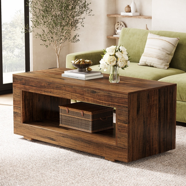 43.3 Wood Coffee Table for Living Room with Storage Bown
