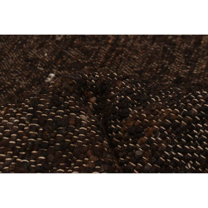 ECARPETGALLERY Hand Woven Zahara Dark Brown Dhurrie
