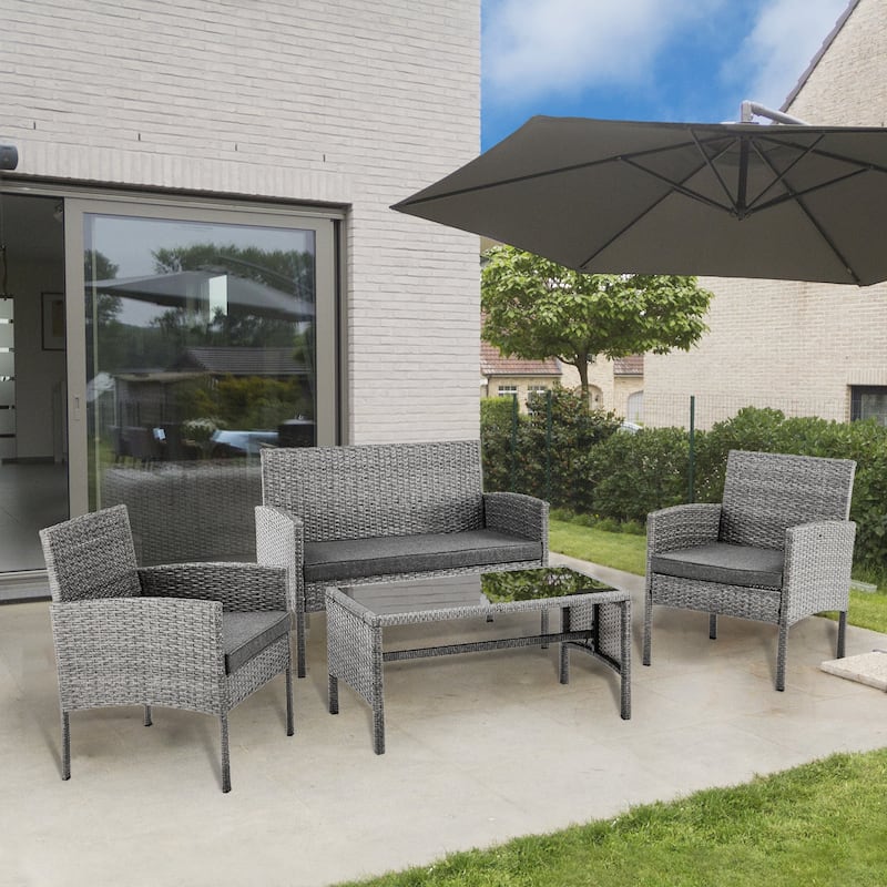 Outdoor Wicker Sectional Conversation Set (Set of 4) by Tappio - 40"W x 24.4"D x 30"H