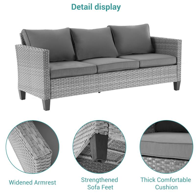 BONOSUKI 5-Piece Outdoor Brown/Gray PE Wicker Patio Conversation Sets, Swivel Rocking Sofa Set with Cushions and Ottomans