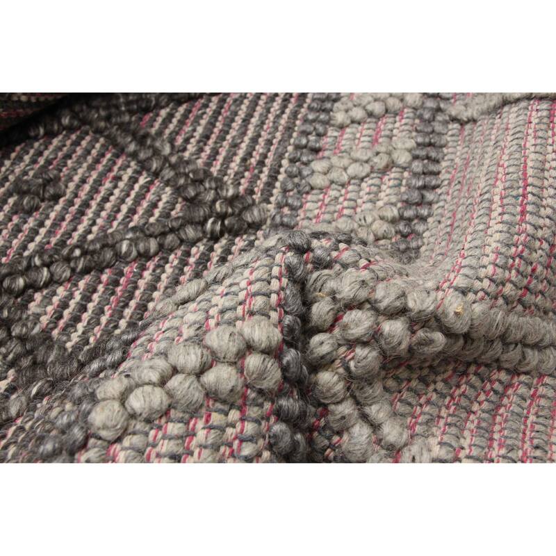 ECARPETGALLERY Braid weave Sienna Grey Wool Rug - 6'2 x 8'11