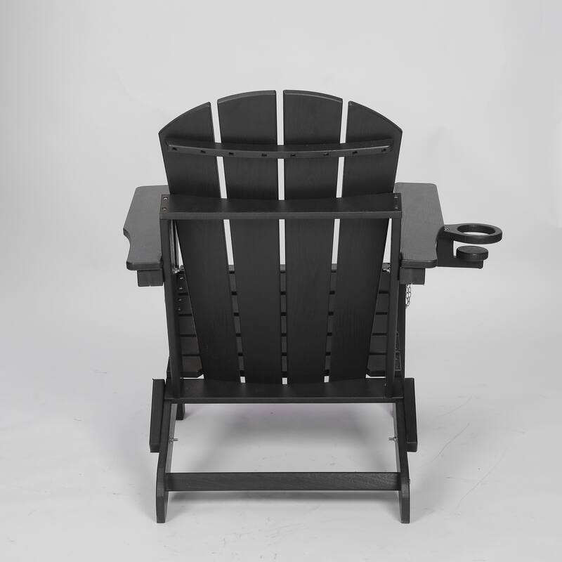 HDPE Folding Adirondack Chair with Dual Cup Holder - Composite Adirondack Chair with Wood Texture