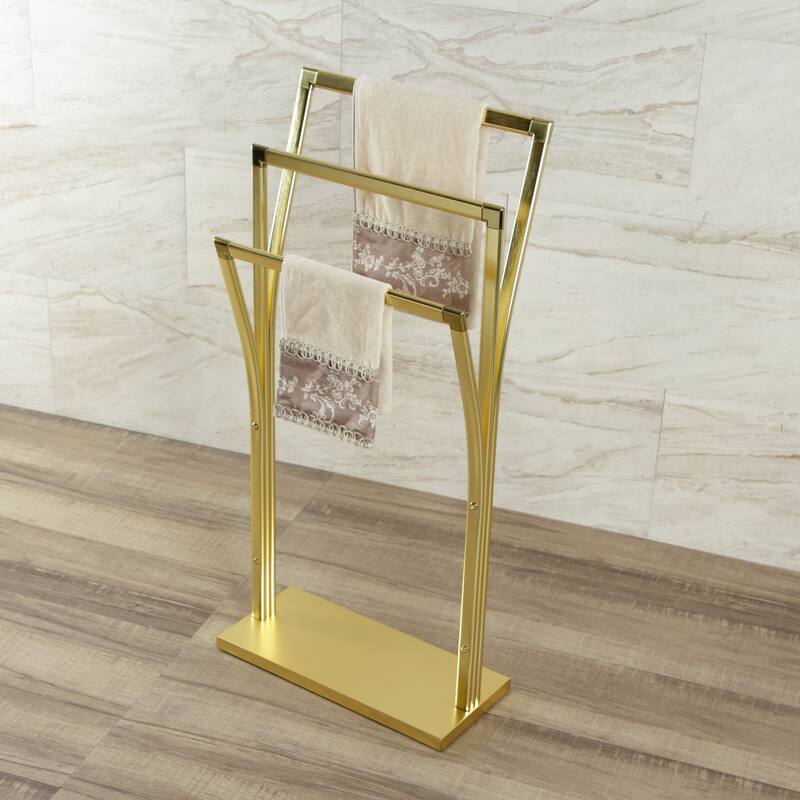 Edenscape Freestanding Y-Style Towel Rack in Brushed Nickel
