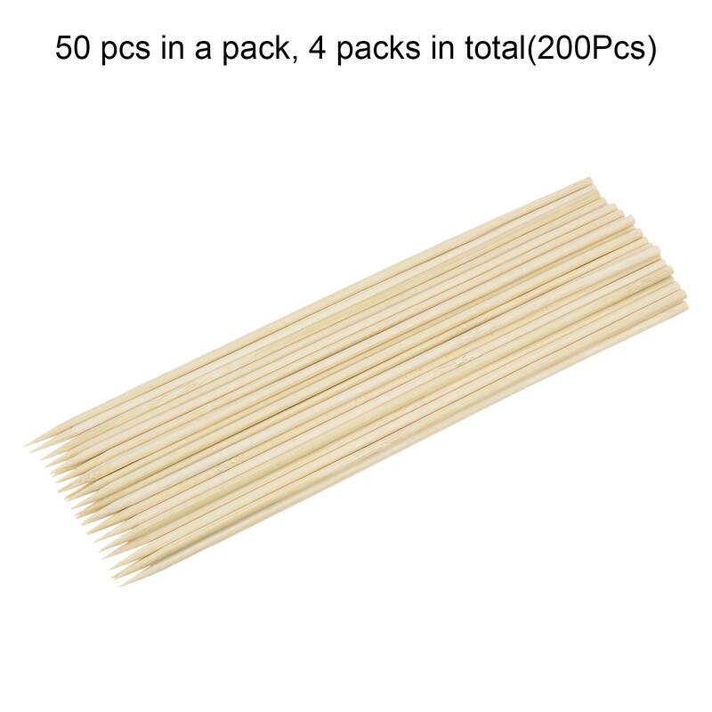 200pcs Bamboo Skewers Sticks 10 Inch 3.5mm Dia Natural Wooden Cocktail Picks - 10"