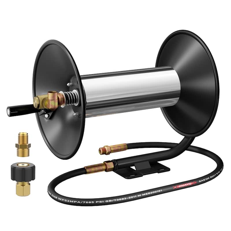 Pressure Washer Hose Reel 100ft Manual Crank Power Washer Hose Reel 3/8" NPT