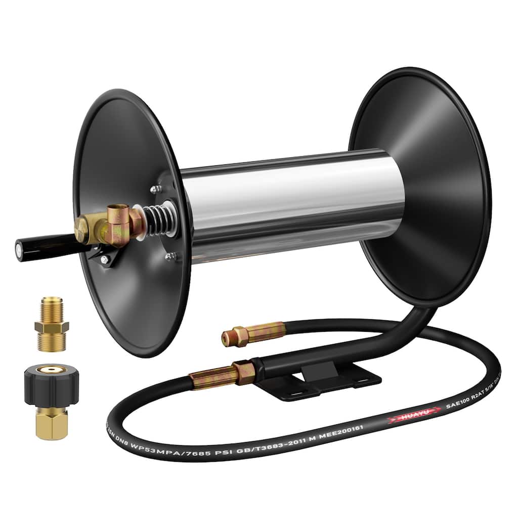 Pressure Washer Hose Reel 100ft Manual Crank Power Washer Hose Reel 3/8" NPT