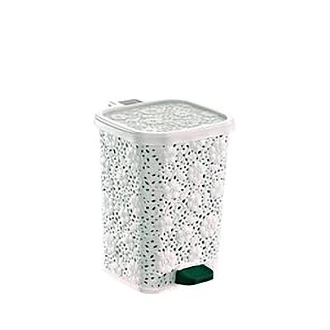 6 qt Lace Step Trash Can - White