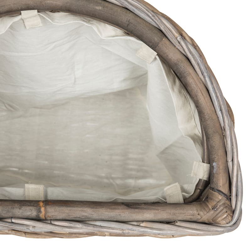 SAFAVIEH Hedije Natural Rattan Grey Storage Hamper with Liners - 18.4" x 15.7" x 25" - 18Wx13Dx25H