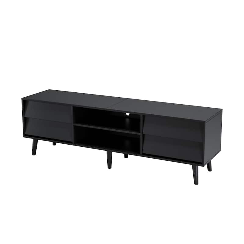 63'' TV Stand with Bevel Design, 4 Drawers and 2 Shelves, Entertainment Center for Living Room or Bedroom