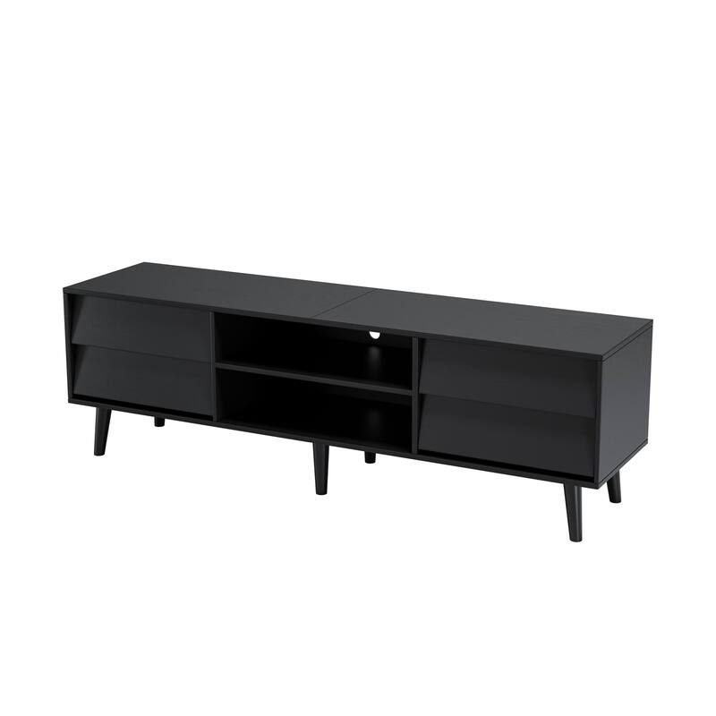 Anmytek 63" TV Stand Features Vintage-style with Drawers and Bevel Design