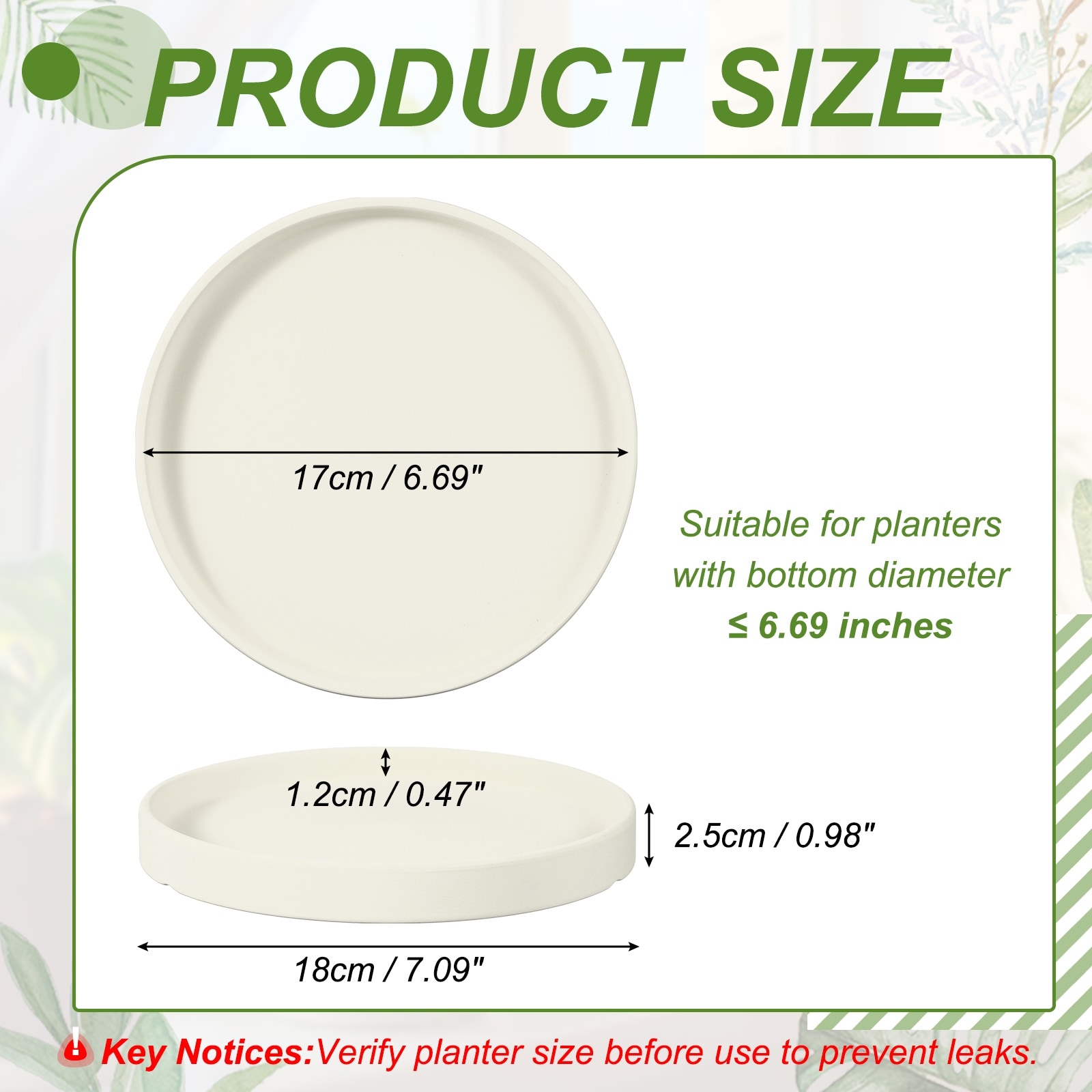 Ceramic Plant Saucers, Round Flower Planter Water Trays Ceramic Plant Saucer Pot Tray