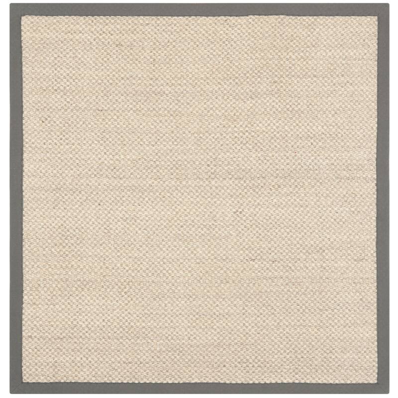SAFAVIEH Natural Fiber Jenney Sisal Border Rug - 4' x 4' Square - Marble/Grey