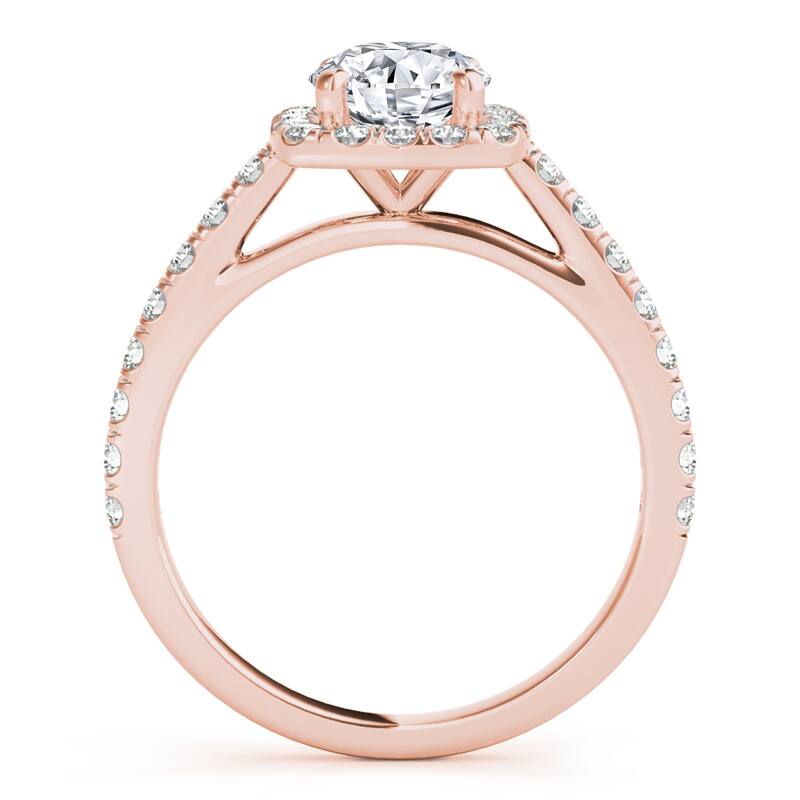 Auriya 14k Rose Gold Lab Grown Round Diamond Halo Engagement Ring 0.50 to 5.00 ct. tw. (F-G VS)