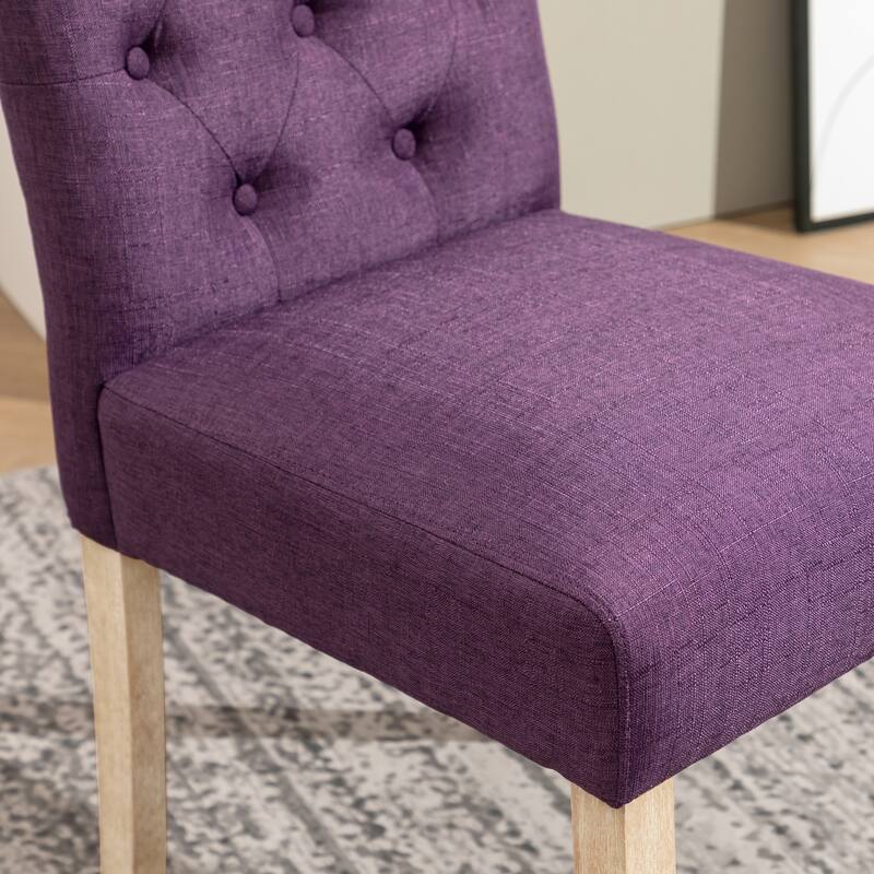 Contemporary 5-Piece Dining Set with Round Table and Button-Tufted Chairs - Solid Wood Construction for Lasting Durability