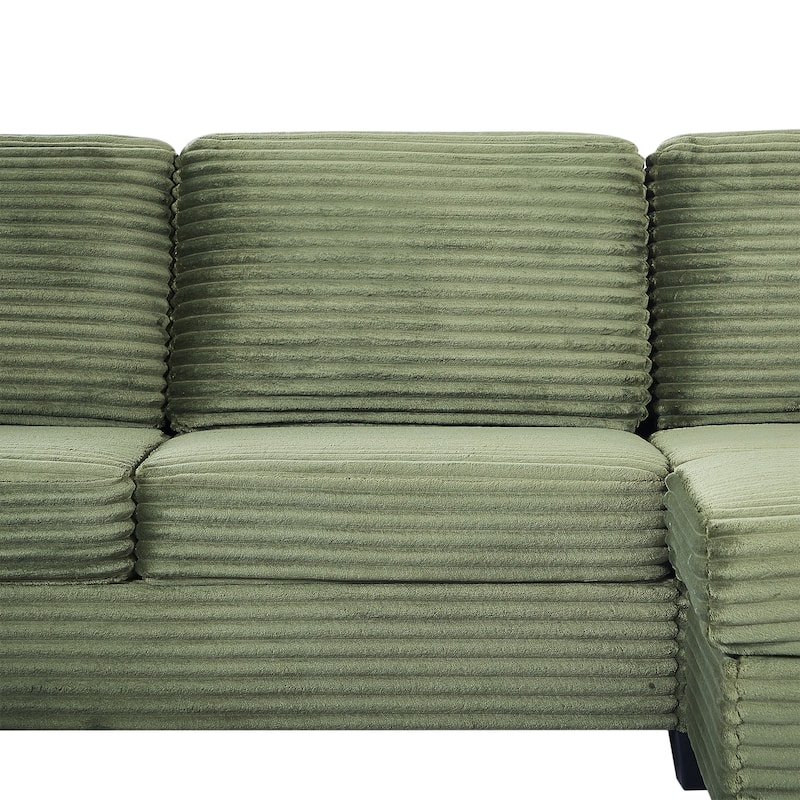 Sectional Sofa U-shaped Sectional 125.2" Upholstered L-shaped Sofa with a Movable Ottoman and Side Storage Pockets