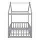 preview thumbnail 18 of 71, Kids Bed Frame, House Shape Floor Platform Bed Frame, Twin/Full Size Wood Bed with Fence for Child/Teens/Girls/Boys
