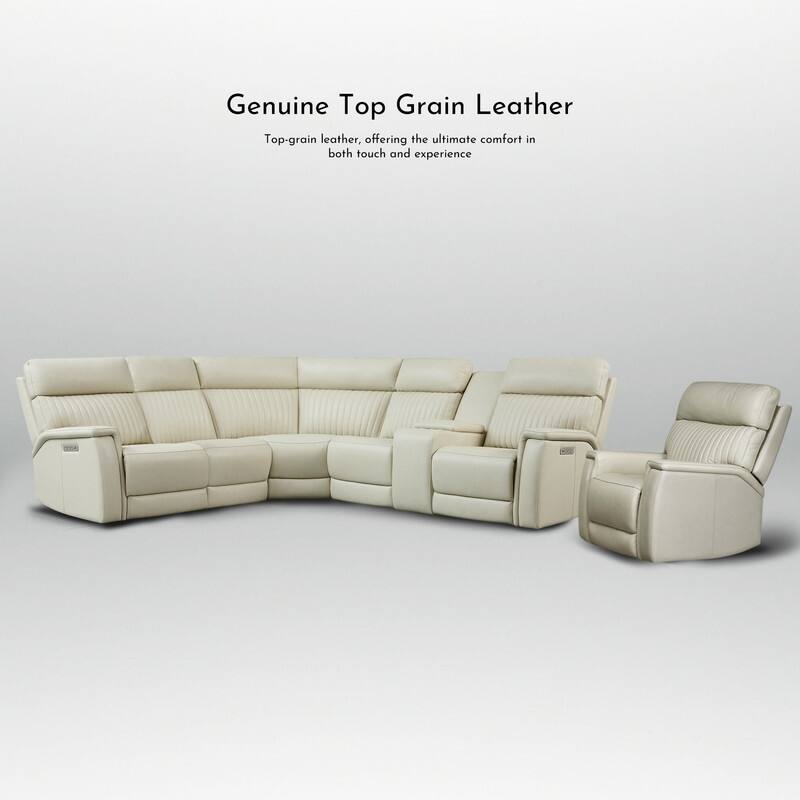 105" W Genuine Leather Power Sectional with Recliner Sofa Set with Triple Power, Single Console, USB&USB-C Ports