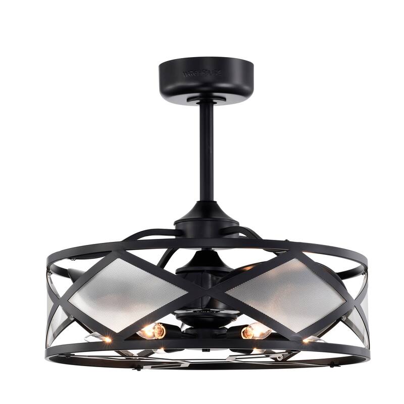Daniya 23 Inch Chrome Polished Finish 6 Light, 3 Blade Ceiling Fandelier with Remote - Matte Black