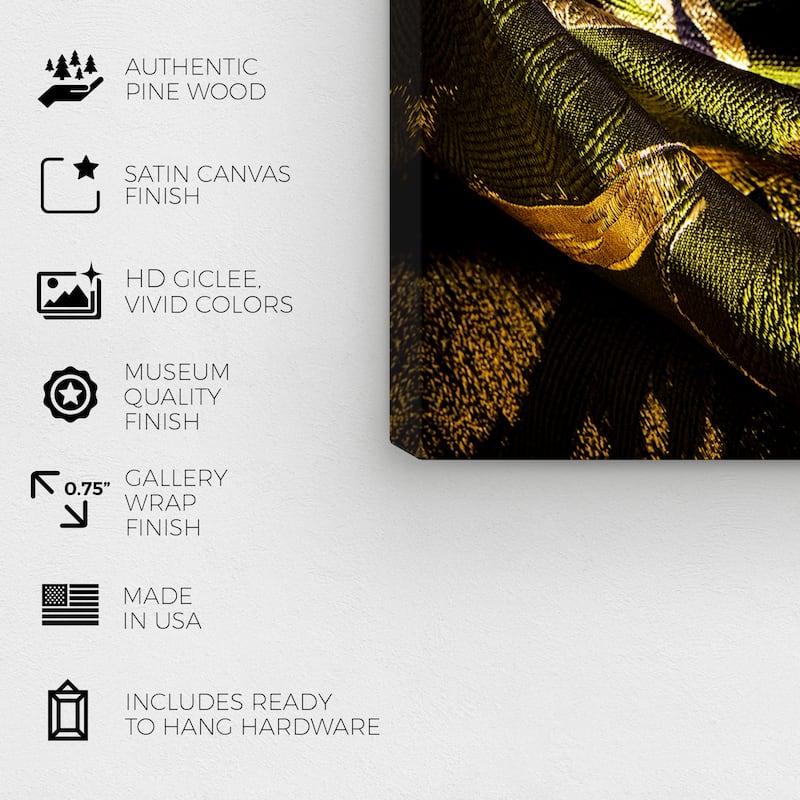 Wynwood Studio Canvas Fashion and Glam Mark Zunino - Jade and Gold Fold Gold and Modern & Contemporary Wall Art Canvas Print