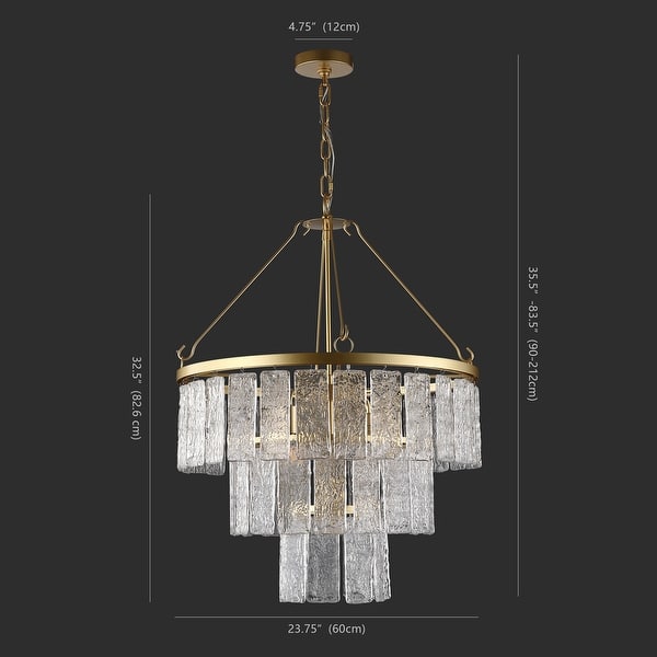 SAFAVIEH Couture Marjory Art Deco 3-Tier Pendant Chandelier - 23.75 IN W x 23.75 IN D x 34.5 / 82.5 IN H
