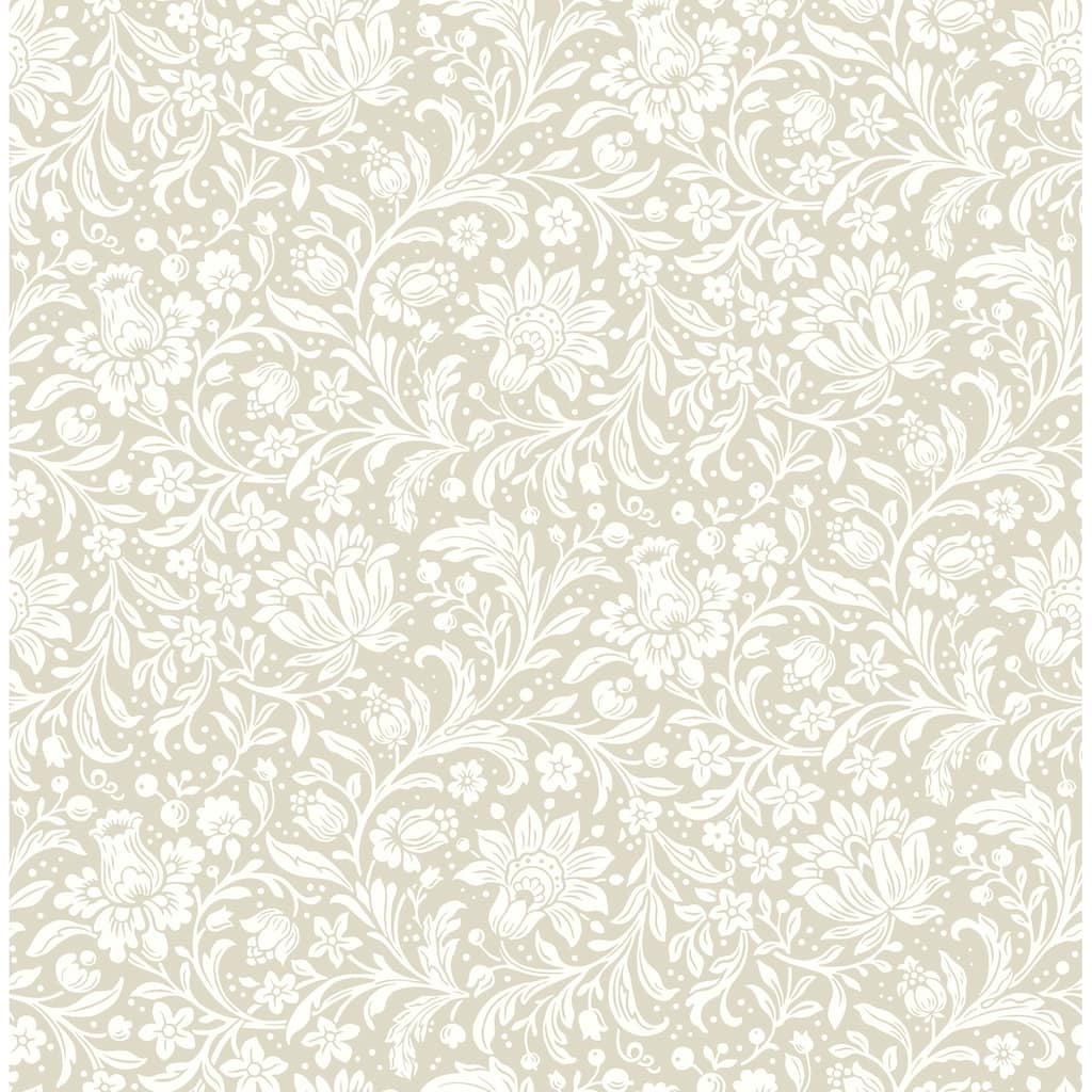 Chris Loves Julia x A-Street Prints Hague Beige Floral Trail Wallpaper
