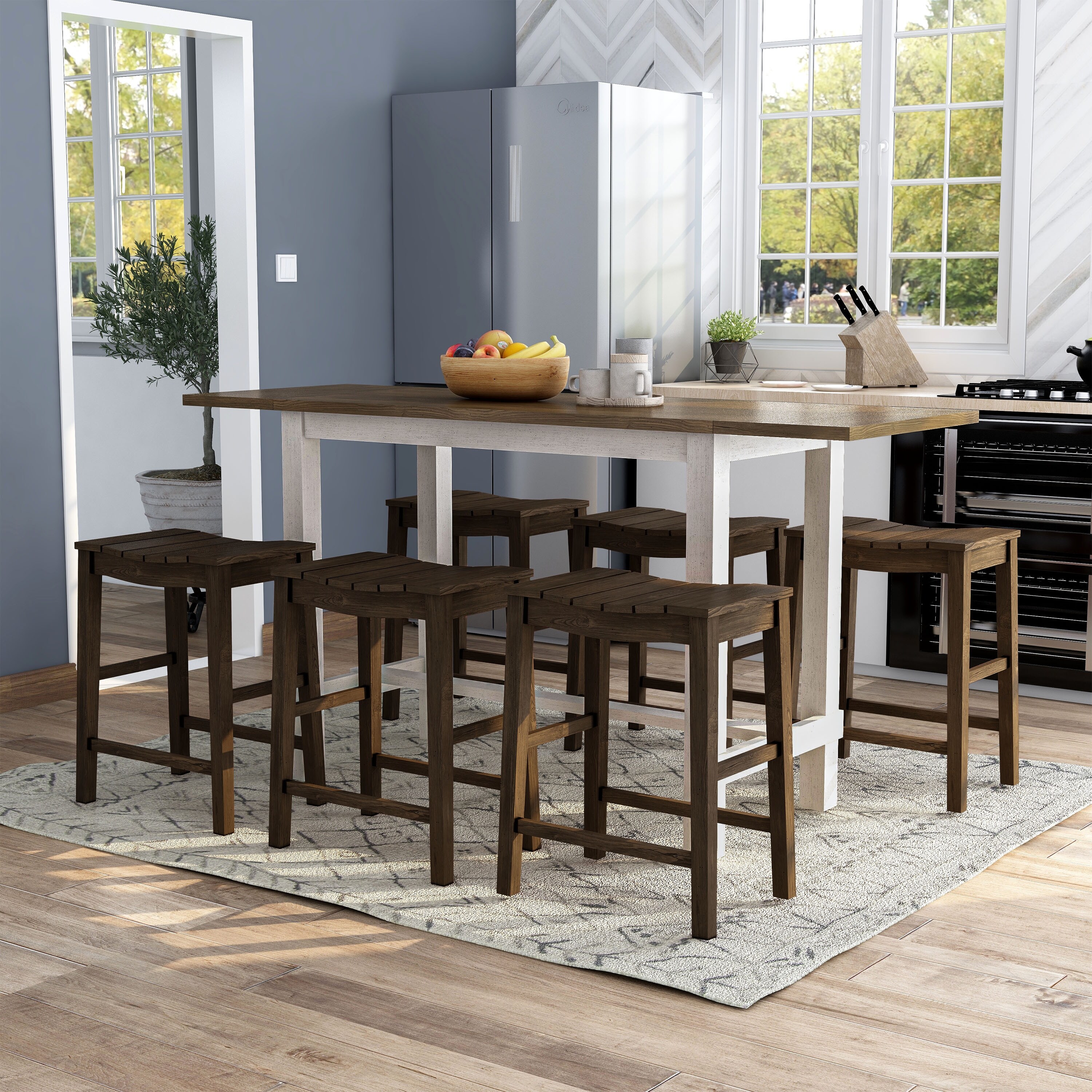 7 piece counter height dining set shop with leaf