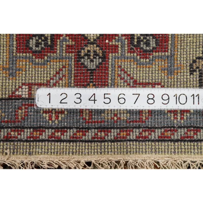 Hand Knotted Oriental 100% Wool Carpet Transitional Geometric Green Oushak Area Rug - 5' 10'' X 3' 11''