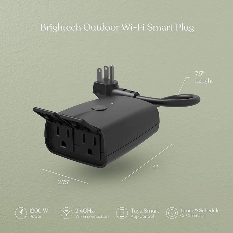 Brightech Smart Home 15 Amp 110-Volt Connection Type B Grounding Smart Plug Connector Classic Black (1-Pack)