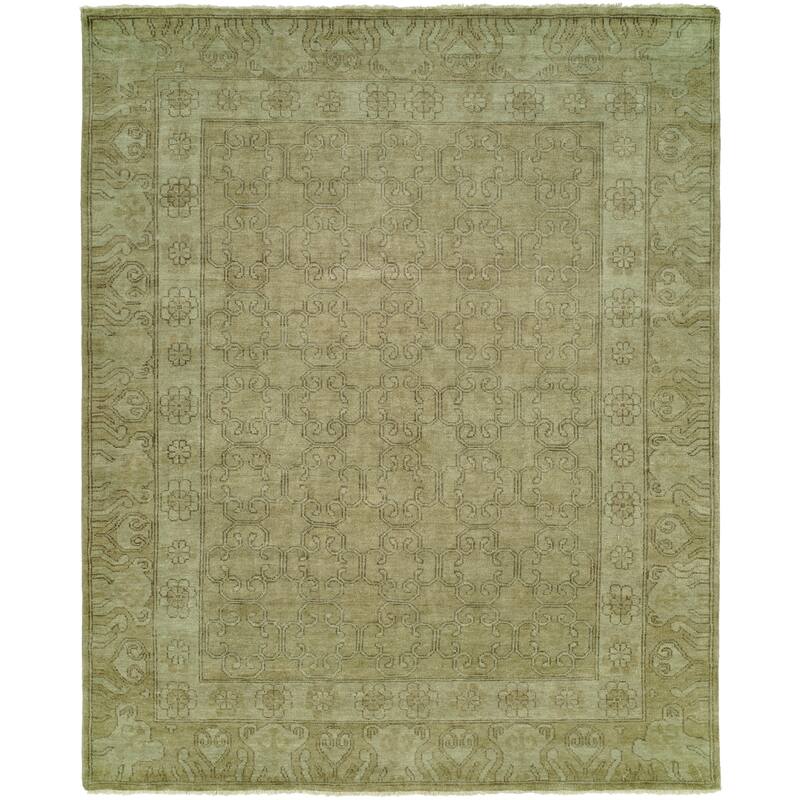 Transitional Hand-Knotted Wool Area Rug - 8' x 10' - Beige