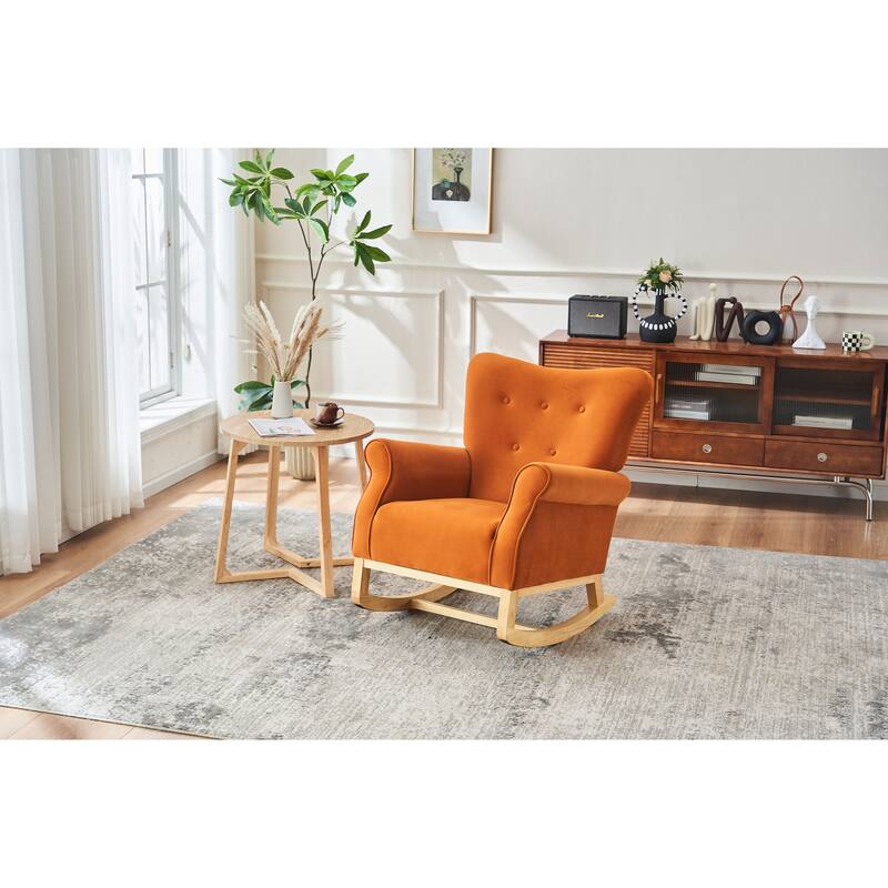 Upholstered Accent Chair for Nursery, Playroom, Bedroom and Living Room, Small Contemporary Rocker, Kids Cushioned Arm Chair