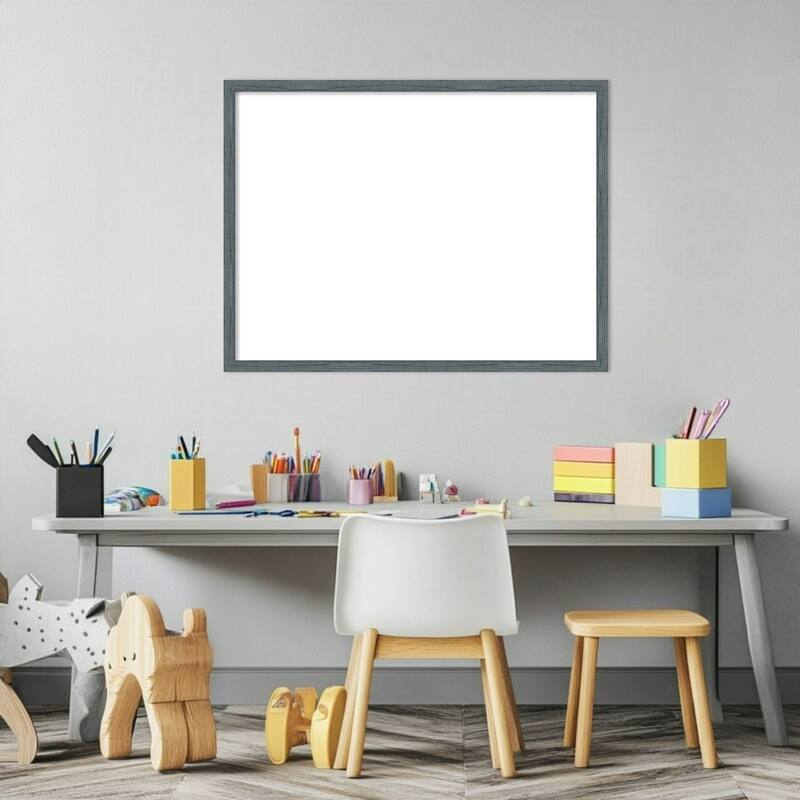 Amanti Art Dixie Blue Grey Rustic Narrow Framed Dry Erase Magnetic Board