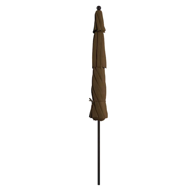 California Umbrella 11' Rd Aluminum Frame, Fiberglass Rib Patio Umbrella, Push Open, Bronze Finish, Sunbrella Fabric
