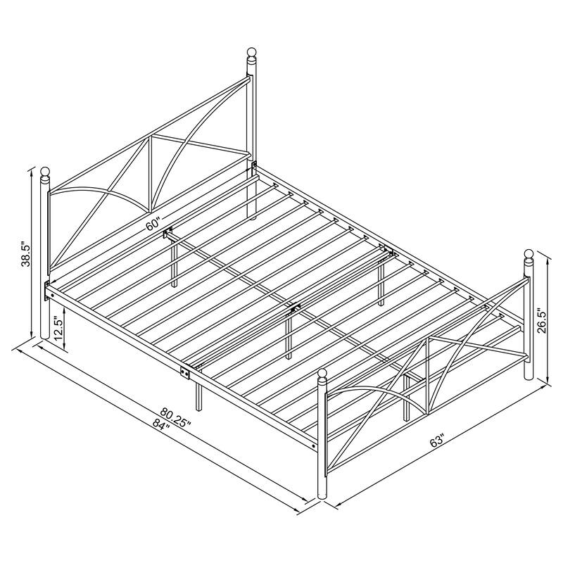 Hart Contemporary Metal Open Frame Bed with X-Style Design