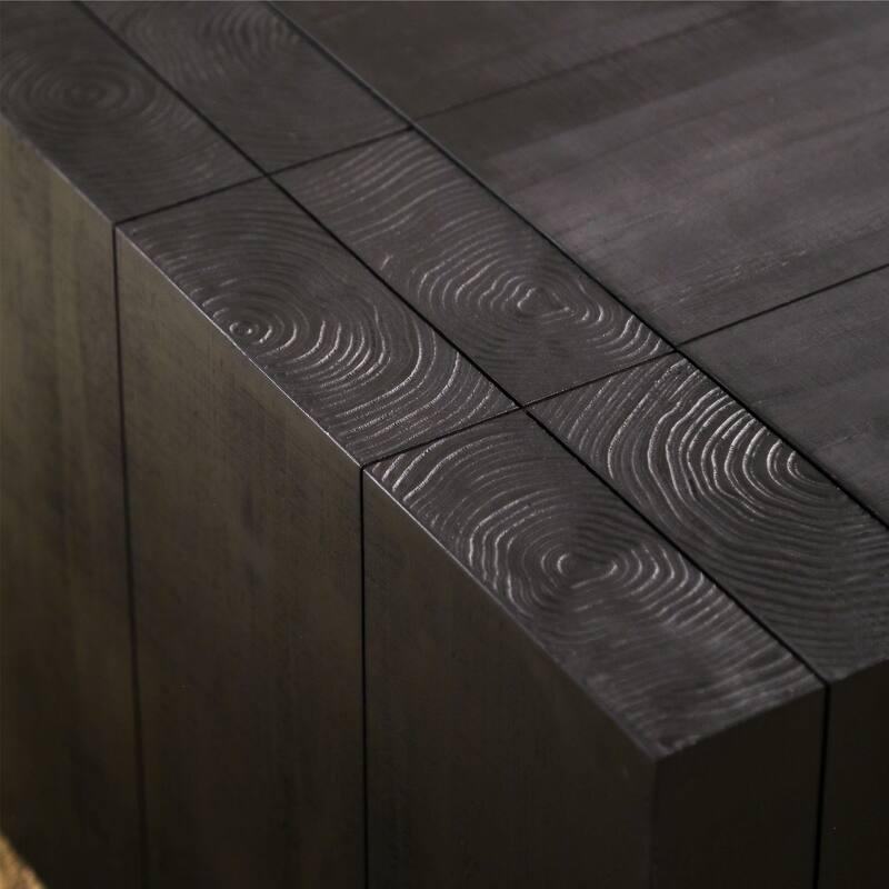 Modern Solid Wood Coffee Table Rustic-Style Coffee Table Rectangular Coffee Table, for Living Room, Black, 49-inch