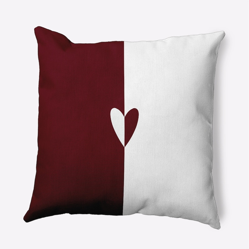 Modern Heart Valentines Day Decorative Throw Pillow - 20" x 20" - Burgandy