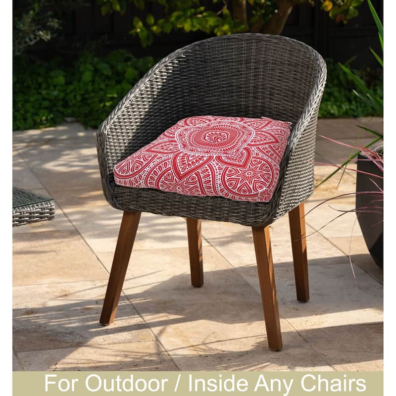 Waterproof Indoor Outdoor Chair Seat Pads Cushion – 19x19 Inches with ties | Set of 2 - Rust
