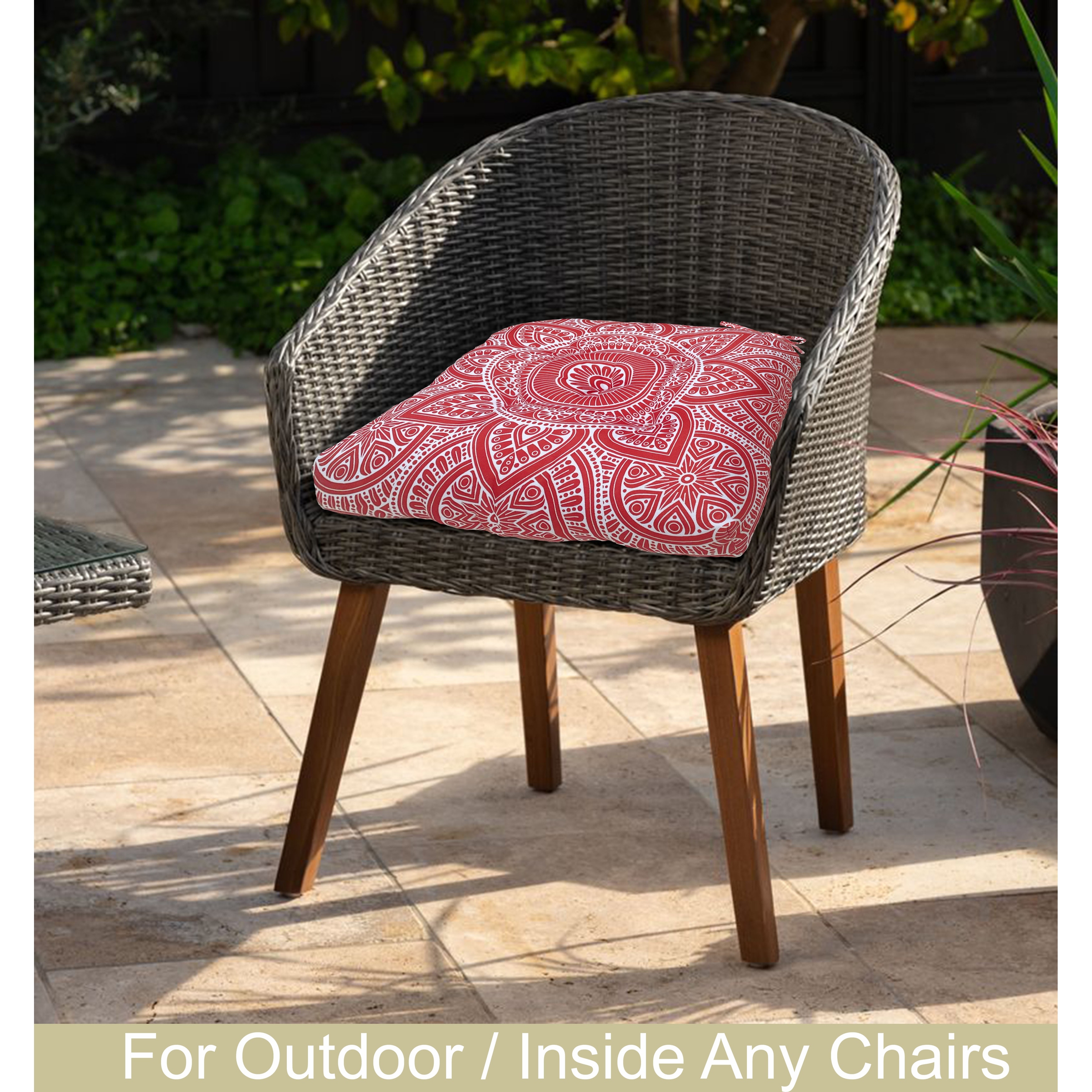 Waterproof Indoor Outdoor Chair Seat Pads Cushion – 19x19 Inches with ties | Set of 2