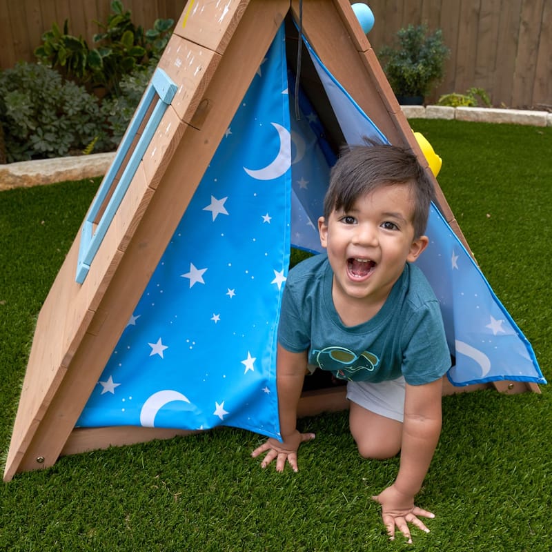 A-Frame Wooden Hideaway & Climber Toddler Climbing Toy