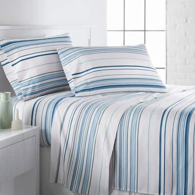 Vilano Choice Ultra-Soft Coastal Stripes 4-Piece Printed Bed Sheet Set