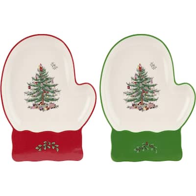 Spode Christmas Tree Mitten Dishes, Set of 2