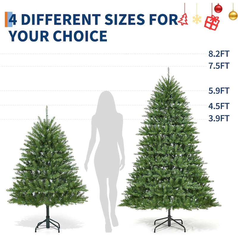 Prelit 4.5FT, Christmas Tree with 200 Lights 8 Modes Lights, Foldable Stand, On/Off Foot Pedal