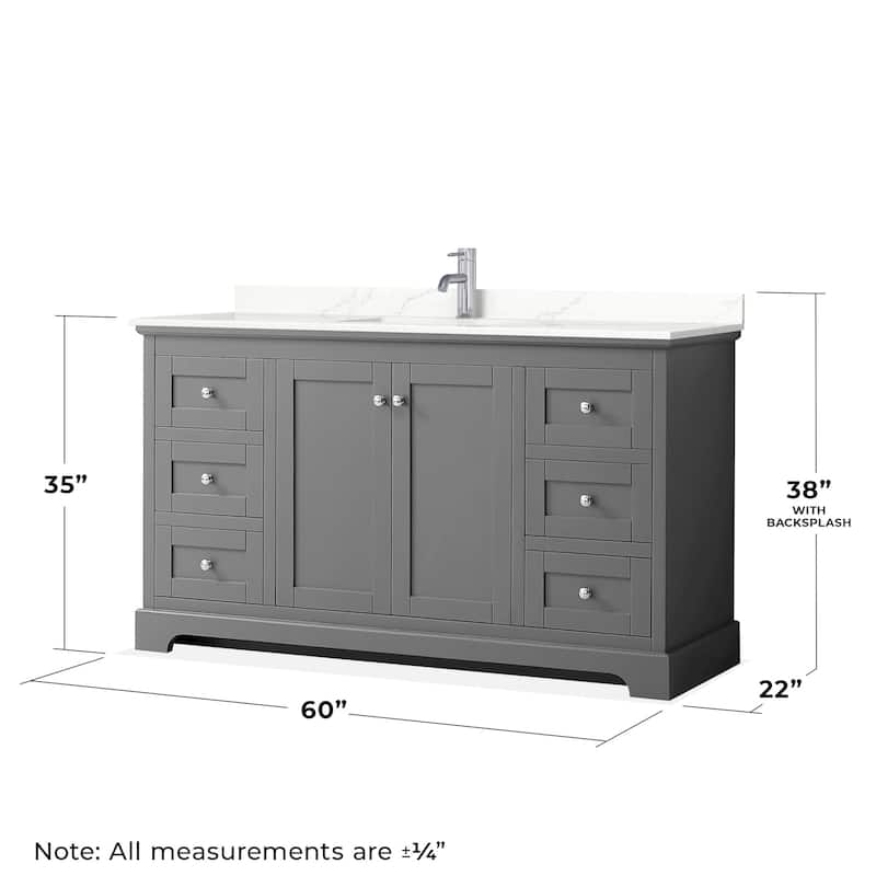 Wyndham Collection WCV232360S-QTZ-UNSMXX Avery 60" Free Standing