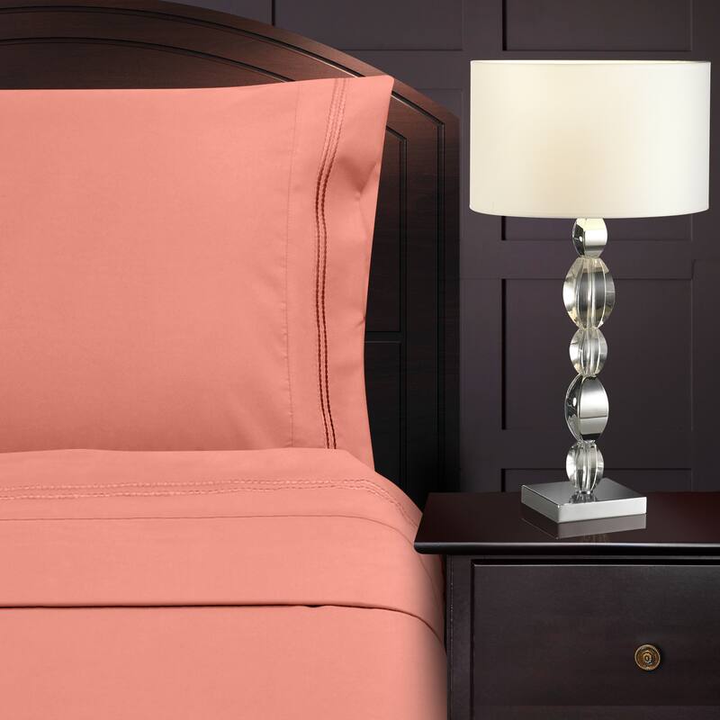 Superior Wrinkle Resistant Embroidered Microfiber Bed Sheet Set - King PC - Blossom