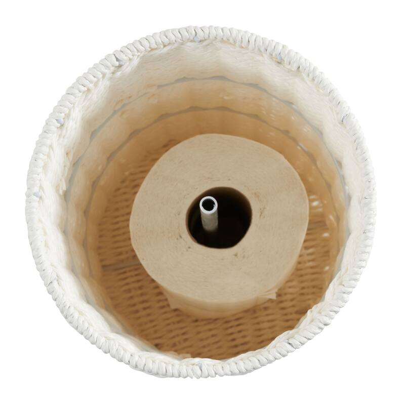 Household Essentials Wicker Toilet Paper Holder with Lid - White